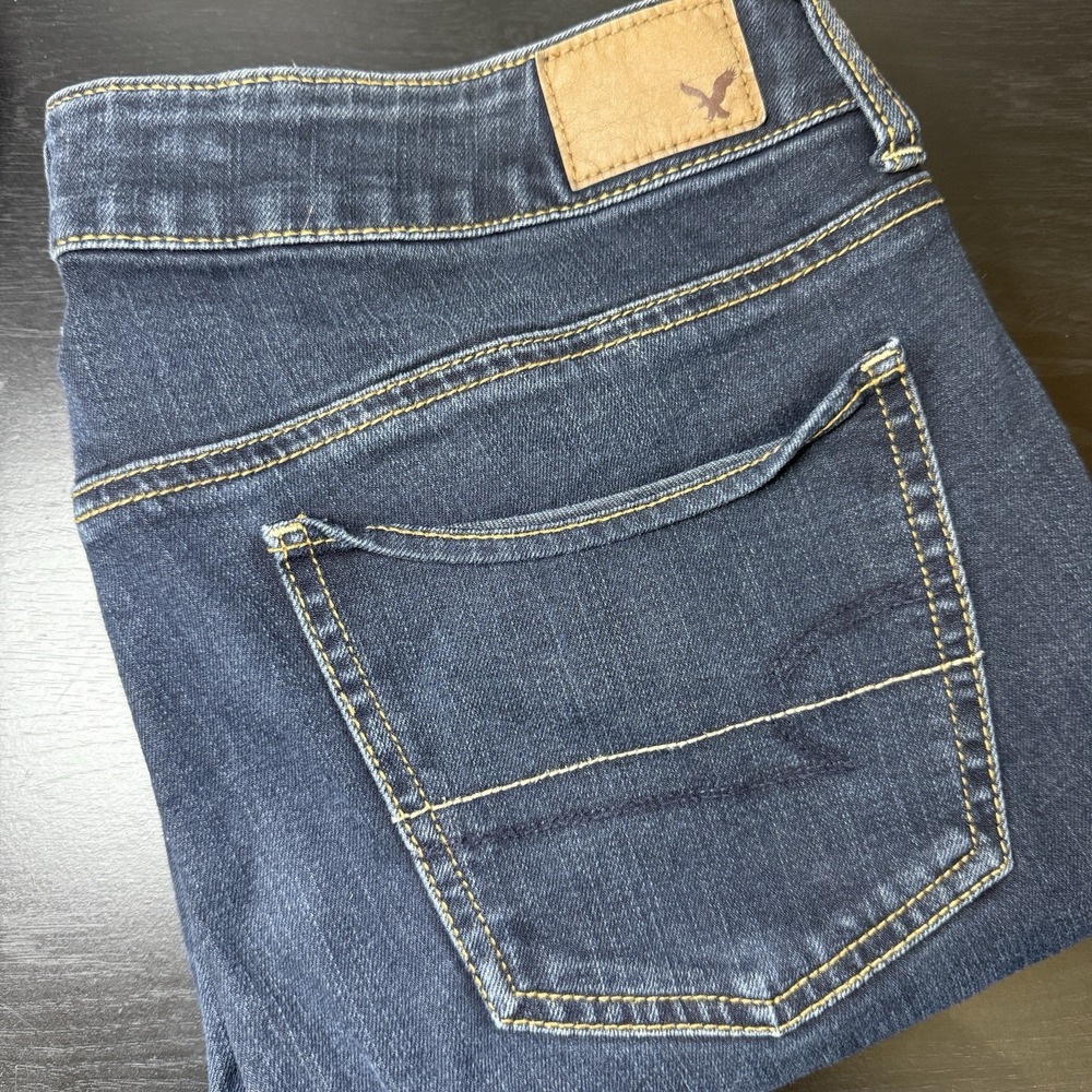 American Eagle Womens Straight Jeans 12 35x31 Regular High Rise Stretch